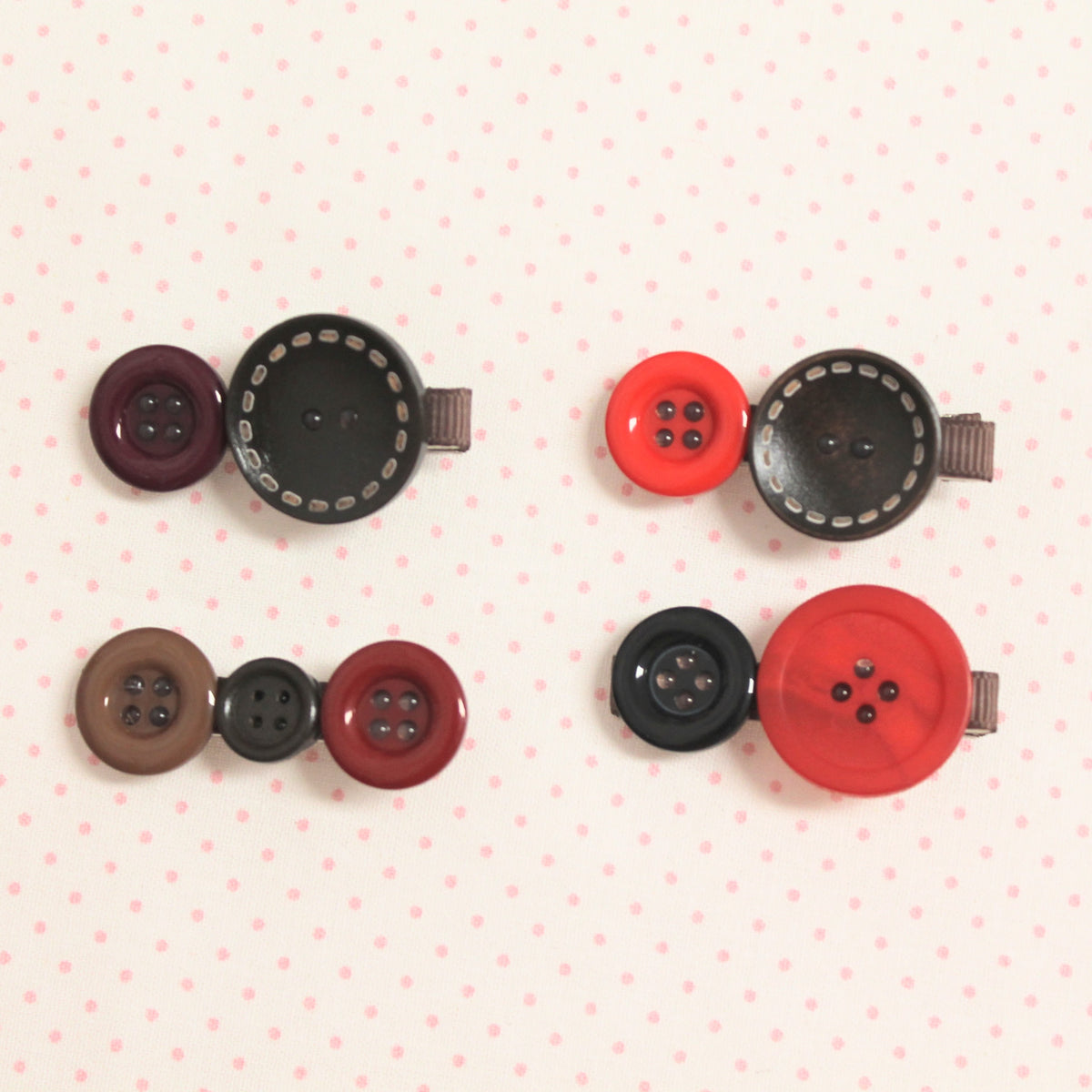 brown button hairclips