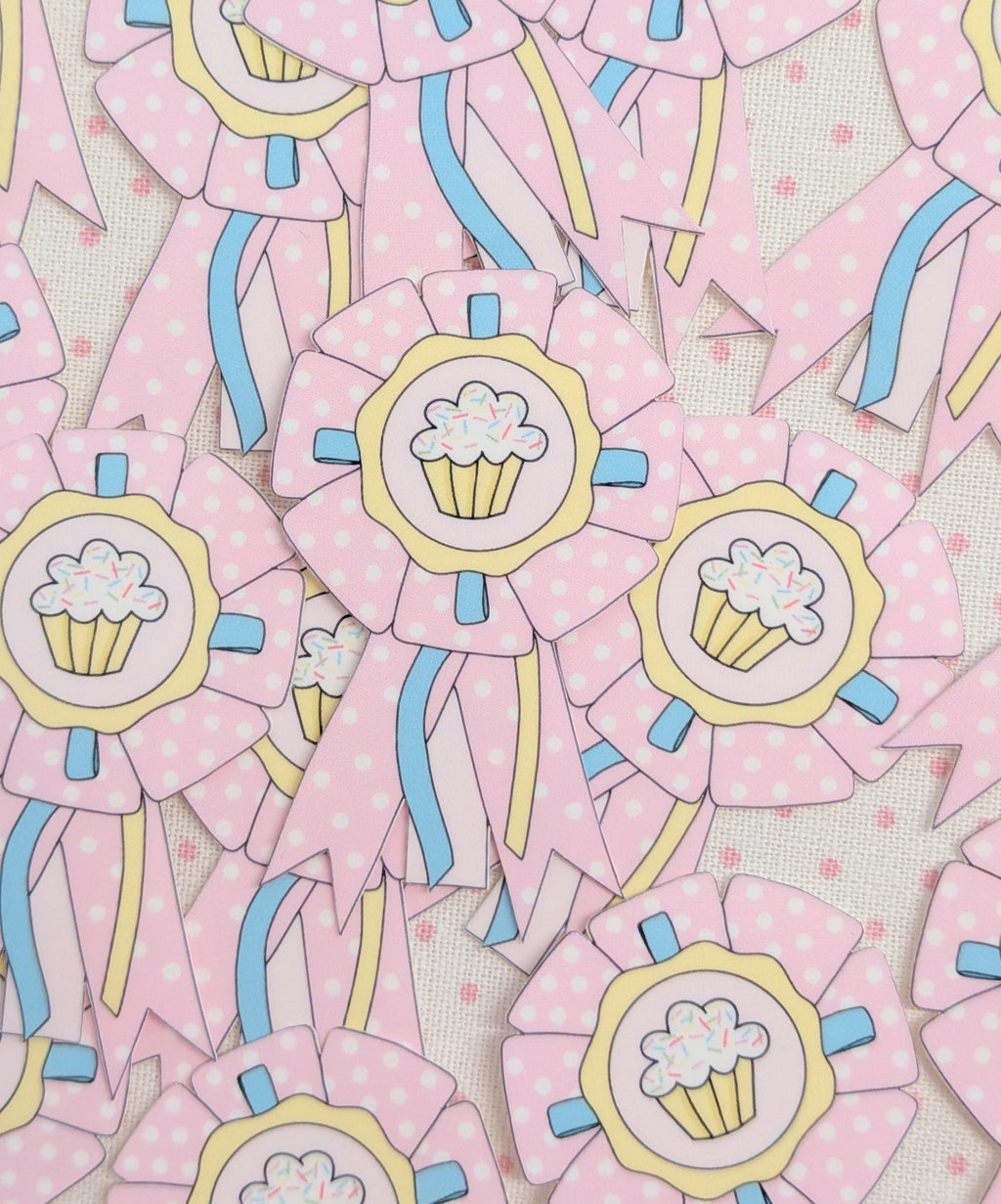 cupcake rosette ribbon sticker