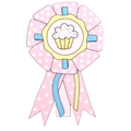 cupcake rosette ribbon sticker