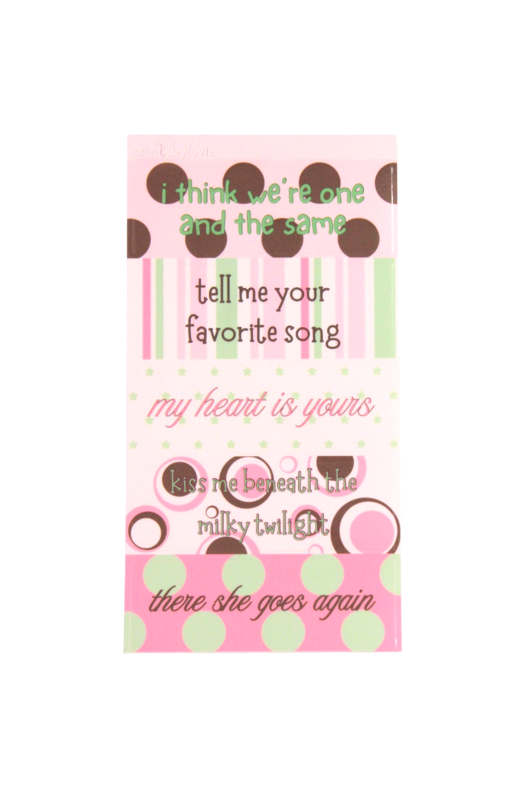whimsical lyrics sticker sheet
