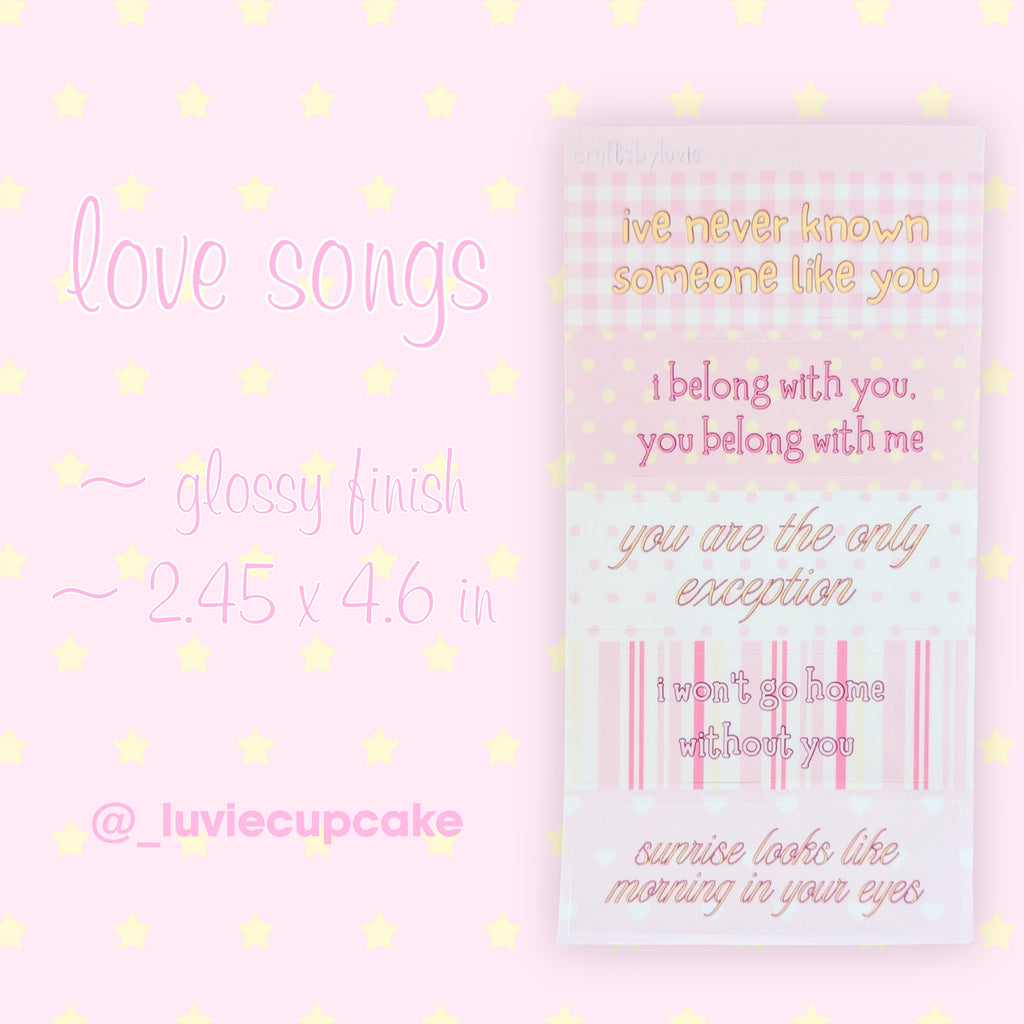 love songs sticker sheet