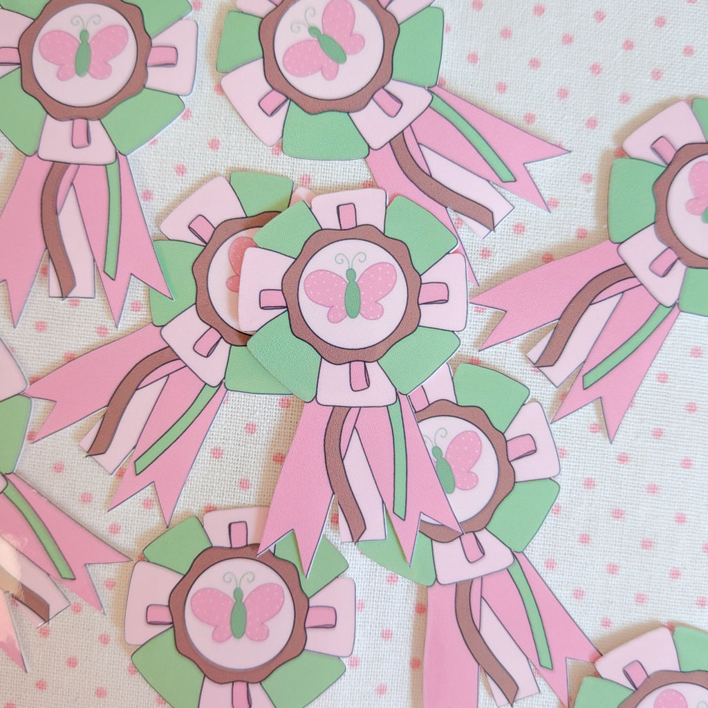 butterfly rosette ribbon sticker