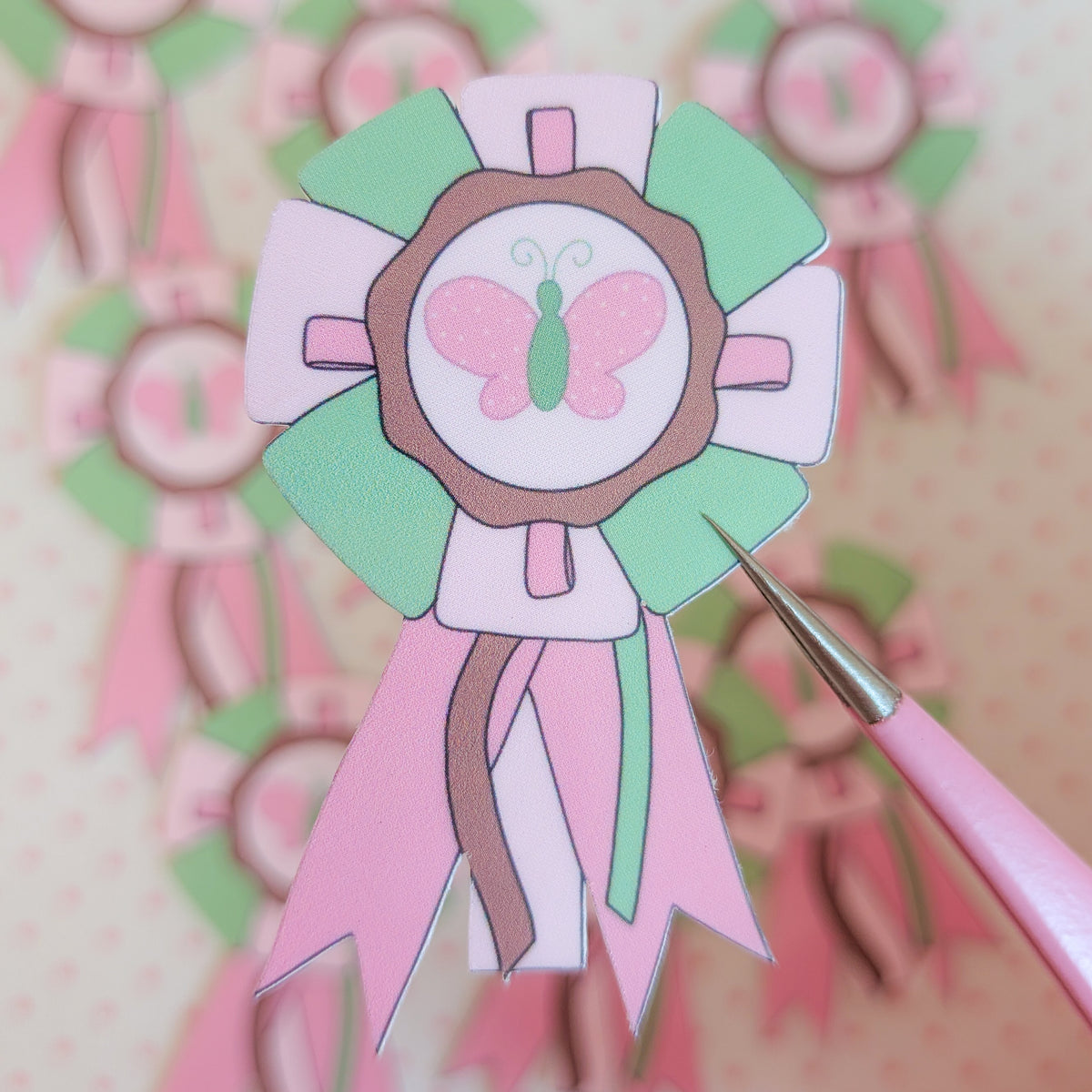 butterfly rosette ribbon sticker