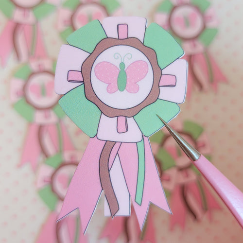 butterfly rosette ribbon sticker