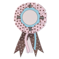 pink, brown, and turqoise rosette ribbon sticker
