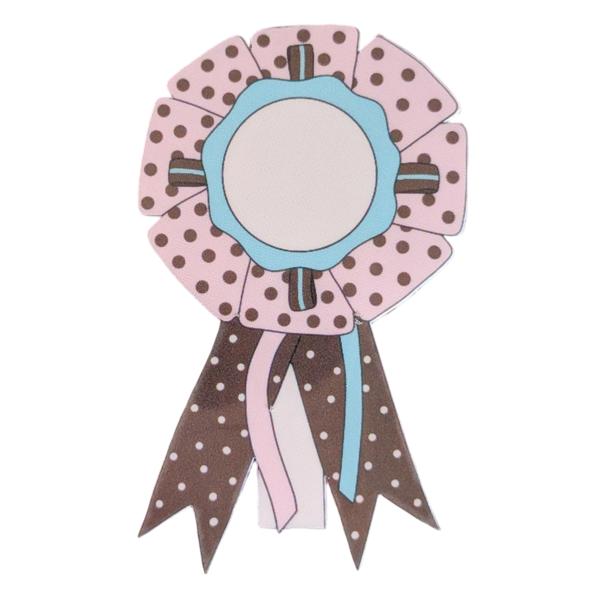 pink, brown, and turqoise rosette ribbon sticker