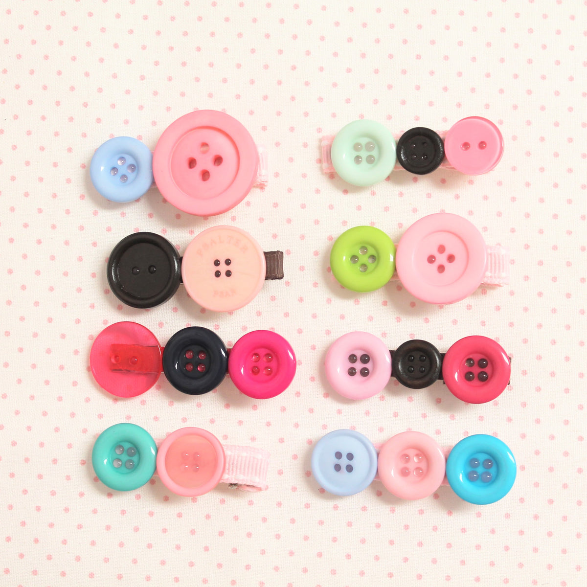 pink button hairclips