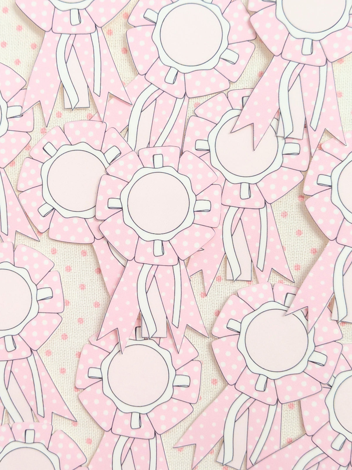 pink polka dot rosette ribbon sticker