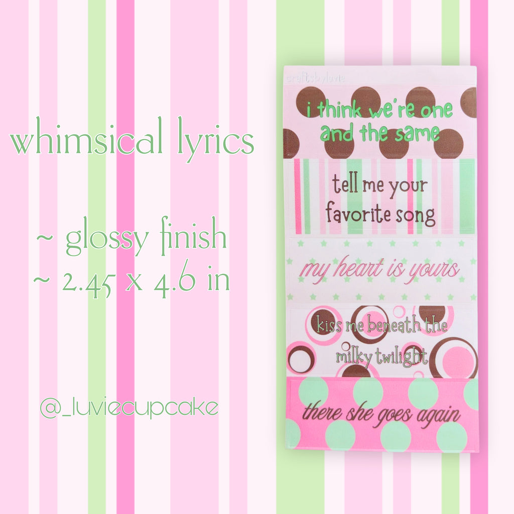 whimsical lyrics sticker sheet