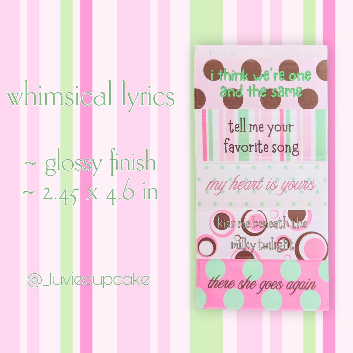 whimsical lyrics sticker sheet